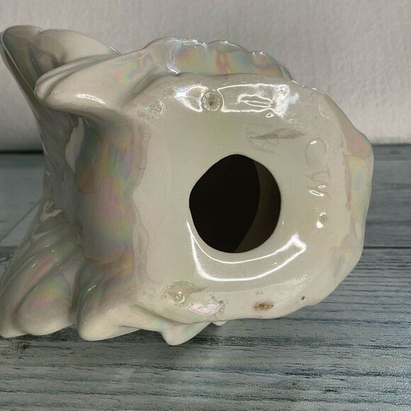 Vintage Bird Pigeon Ceramic Figurine White Dove With Mother of Pearls Glaze 4,5” - Picture 6 of 10